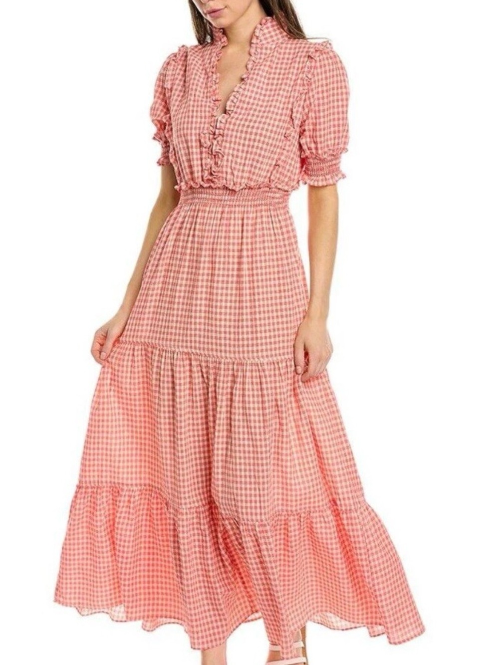 Max Studio Pink Gingham Maxi Dress
